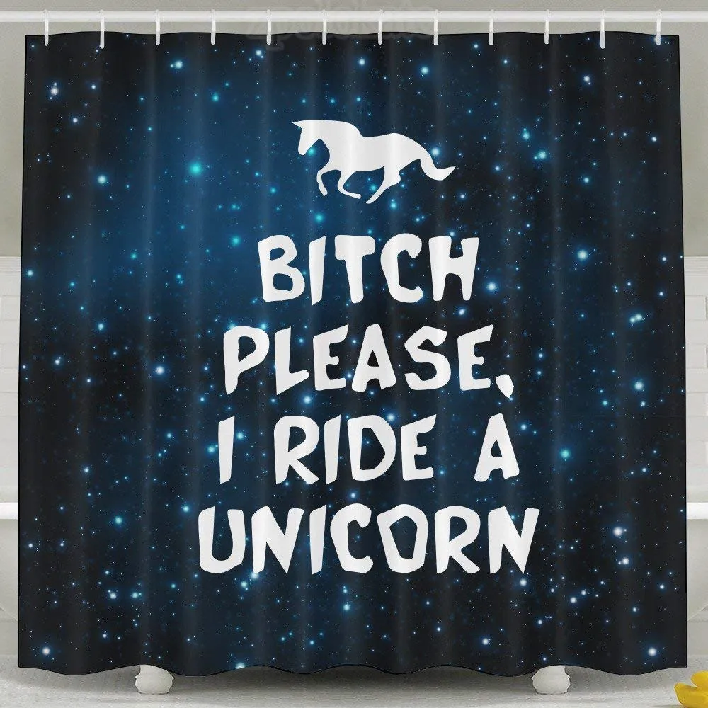 Детская футболка с надписью BITCH PLEASE I RIDE A UNICORN ткань для занавесок душа душевая