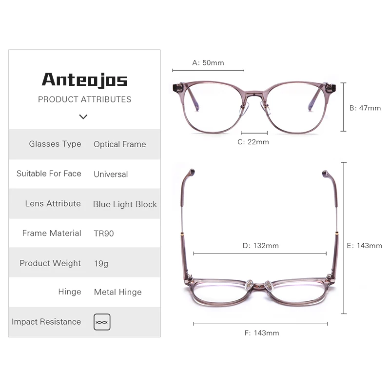 ANTEOJOS Антибликовая игровая компьютерная оптическая рамка синяя световая