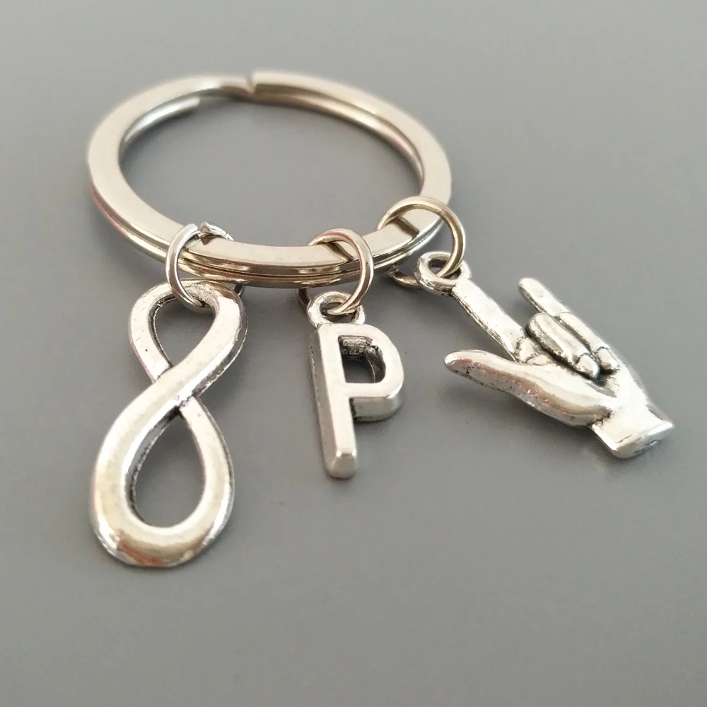 Парень/девушка брелок I Love You жест со знаком бесконечности Keydangle 26 первоначального