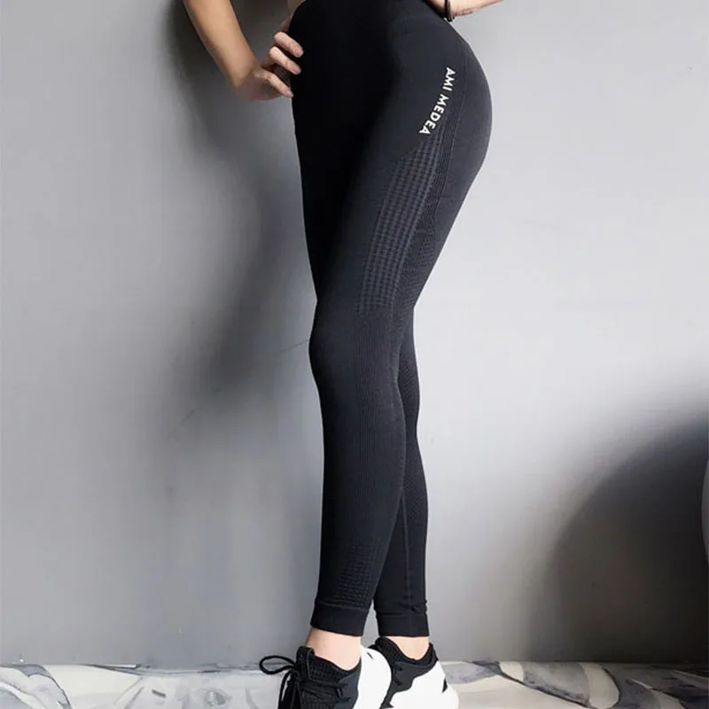 С высокой талией для йоги брюки бесшовные тренажерный зал эластичные леггинсы