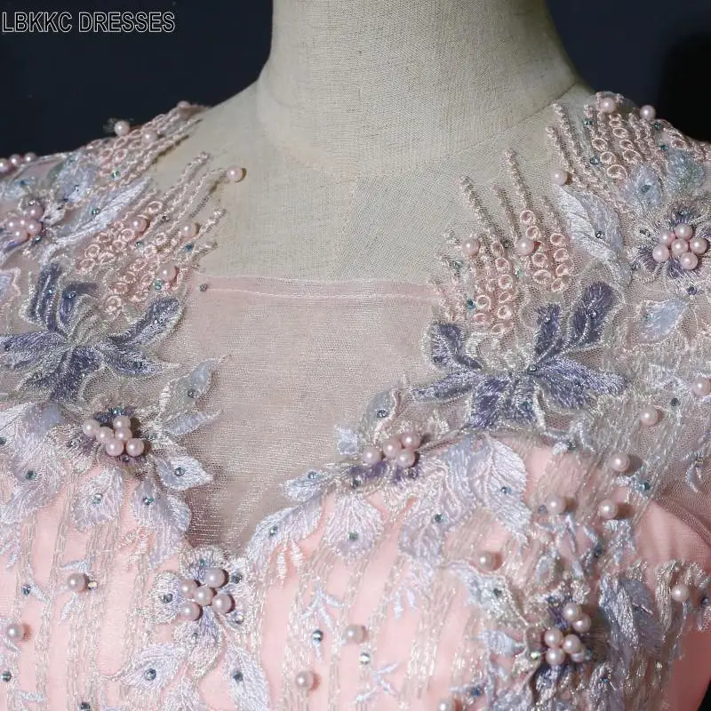 Розовое Бальное Платье с коротким рукавом платья для выпускного вечера