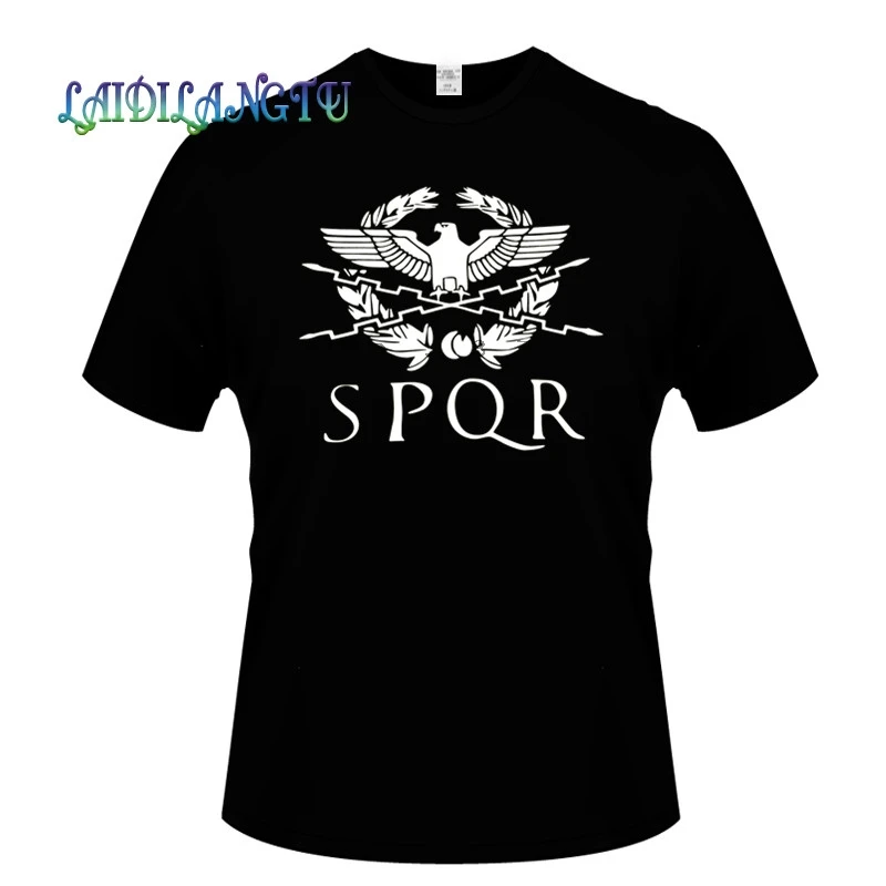 Летняя мода Римская империя футболки мужские SPQR футболка Топы хлопок короткий рукав баннер с орлом футболка
