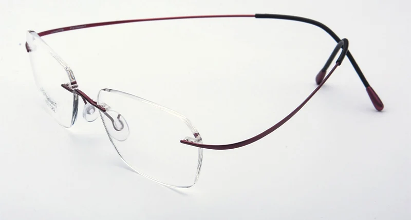 wine red QJ Pure titanium очки без оправы, Гибкая оптическая оправа, очки по рецепту, очки без оправы, очки для глаз 010, линия дужек - Цвет оправы: wine red
