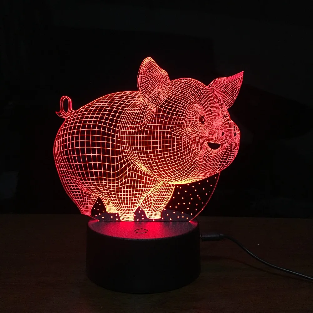 Pig Night Light 3D lamp Touch 7 Colore change USB Table Desk Lamp Baby Sleeping nightlight For Kid Gift | Лампы и освещение