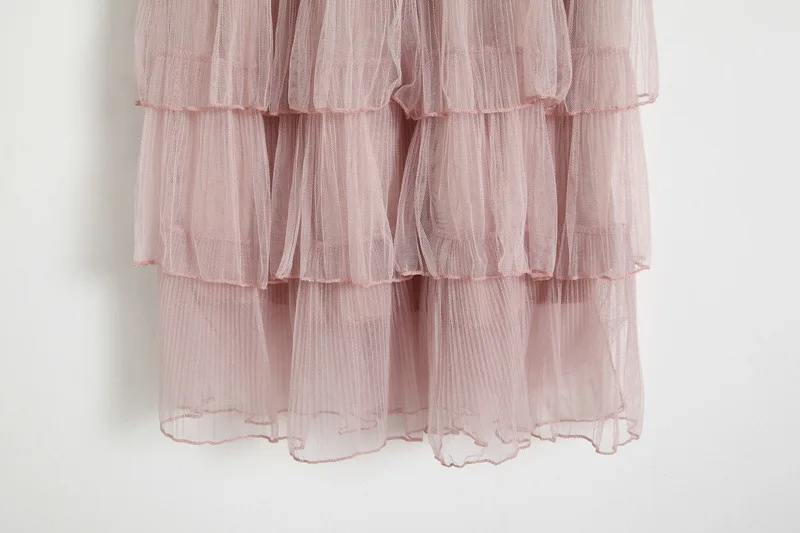 Милая розовая фатиновая юбка с сеткой Женская многослойная юбка-пачка