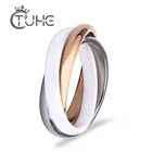 Кольцо женское керамическое, розовое золото, три креста