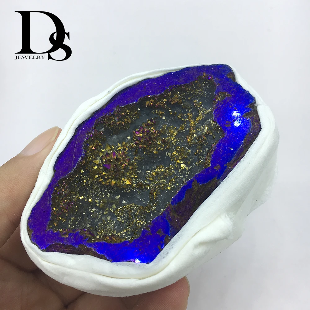 Натуральный агат фрагмент жеоды Drusy Druse кварц гальванический кластер кристалл точки бразильские минералы образец вечерние украшения