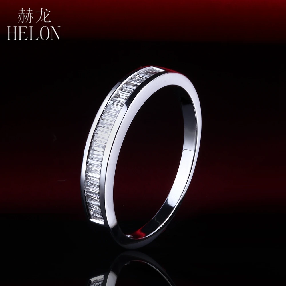 HELON Solid 10 к белое золото обручальное Обручальное 0.29ct багет подлинные натуральные бриллианты кольцо для женщин ювелирные изделия Настройка канала