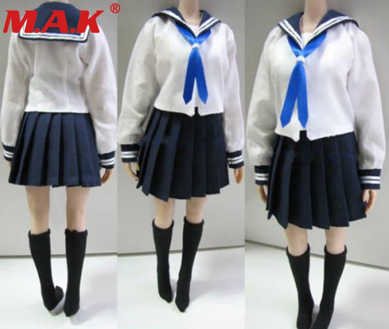 

Custom 1/6 Female Clothes Students School Uniform & Socks Set 3 Colors for 12 inches PH,HT,Kumik Body Figures