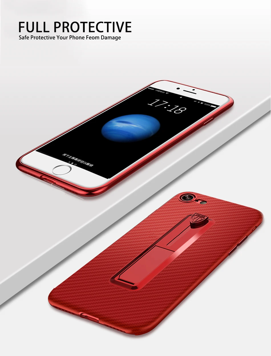 Luxury Ultra thin Soft Silicone Case For iPhone 6 6S Plus Phone Finger Ring Support Shockproof 360 Full Protection Cases |
