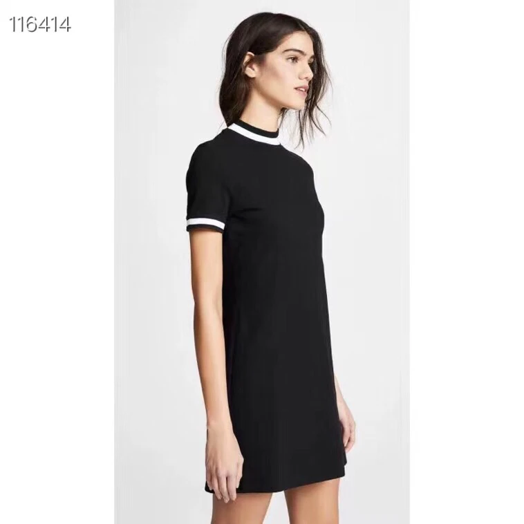 Женское повседневное хлопковое платье с круглым вырезом и коротким рукавом