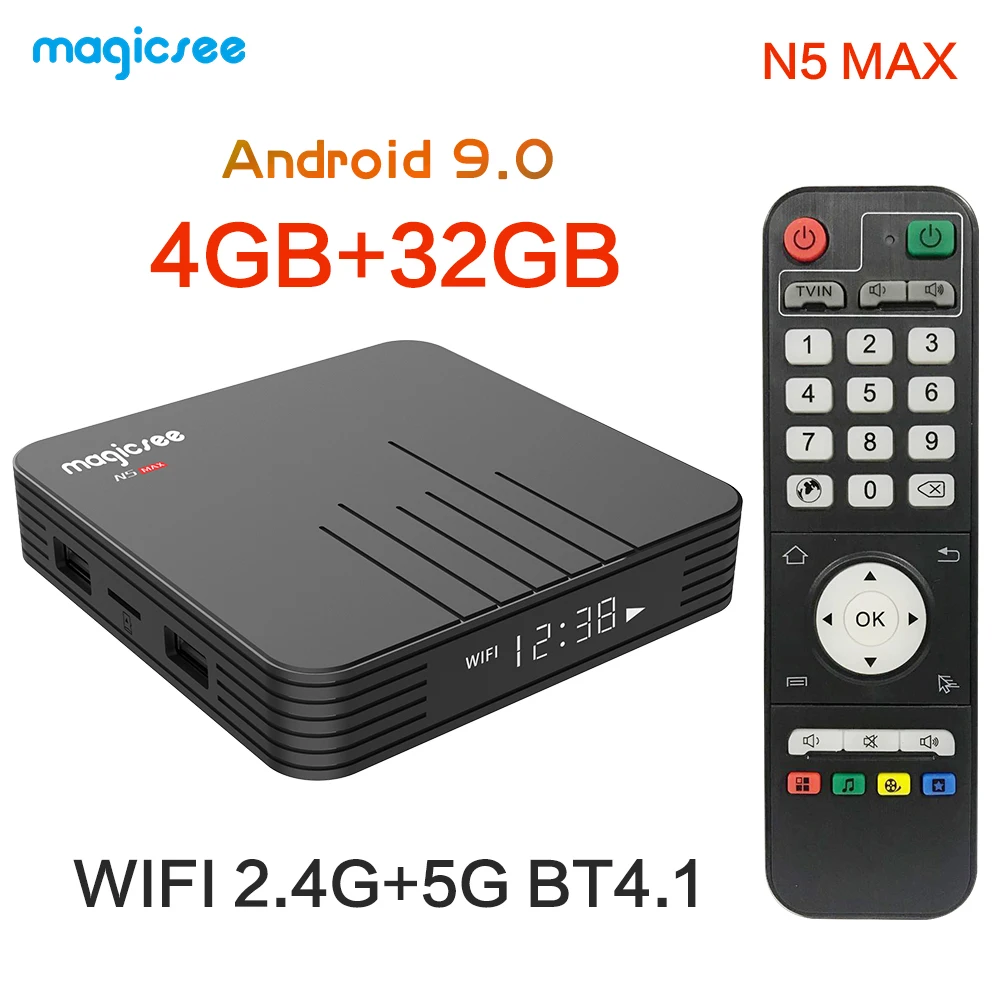 Magicsee N5 Max 4GB 32GB tv Box Android 9,0 двухдиапазонный Wifi 2,4G/5G Bluetooth медиаплеер 1000M LAN USB 3,0 Smart Mini PC