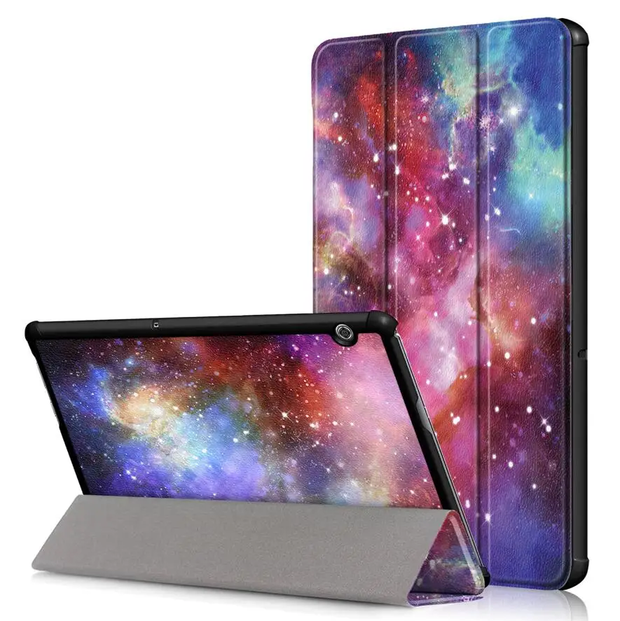 Черный Флип-чехол для huawei MediaPad T5 AGS2-W09/L09/L03/W19 10," с принтом для huawei T5 10, кожаный чехол-подставка+ стилус - Цвет: Черный