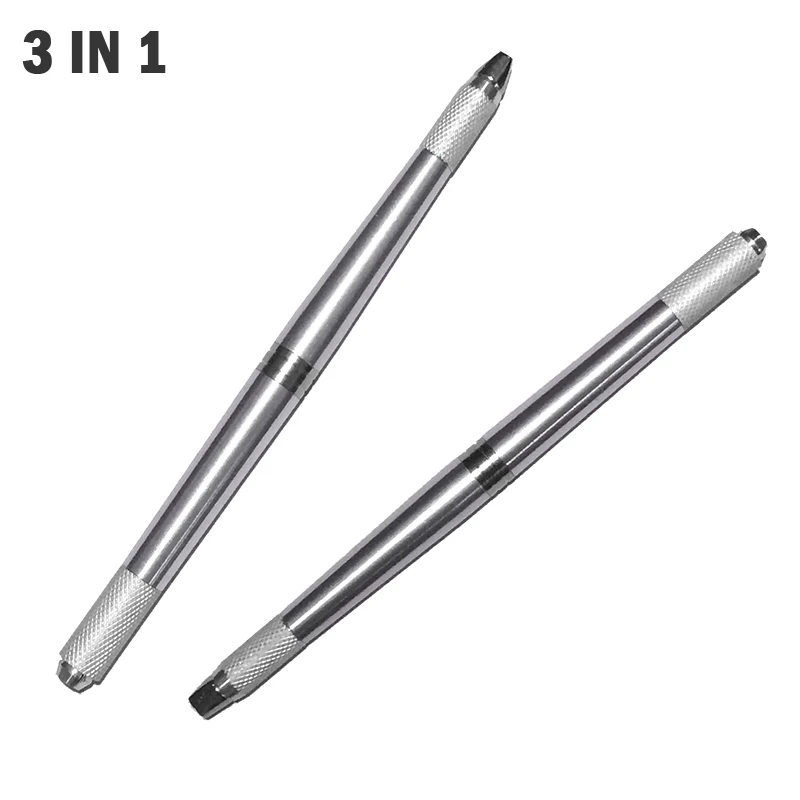 Ручная машинка для перманентного макияжа и татуажа бровей 3D Ручка серебристая