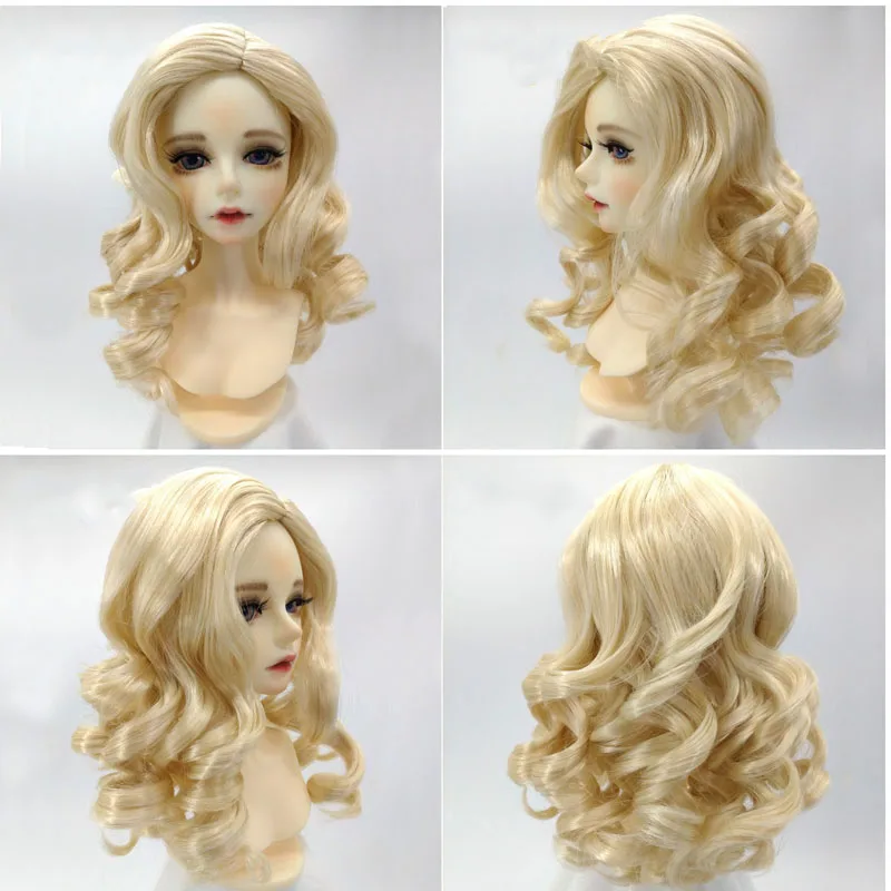 Белый Кукольные аксессуары парики блонд курчавый BJD кукольный парик 1/4 - Цвет: Белый