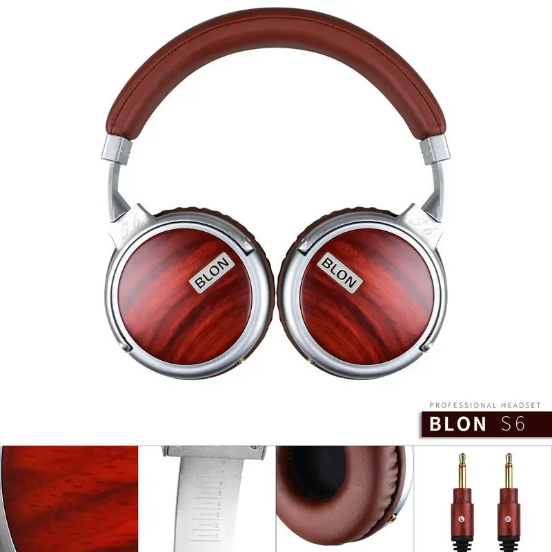 BLON Наушники Hi FI деревянные динамические наушники студийный монитор ПК телефон аудио наушники DJ Металлическая гарнитура повязка на голову Auriculares