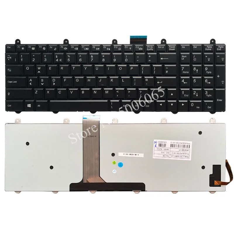 Английская клавиатура для ноутбука с подсветкой Clevo P157SM P177SM P375 P751ZM черная серия