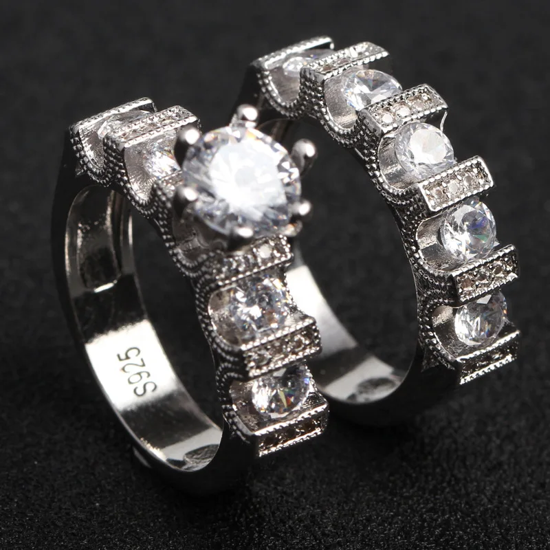 Комплект женских колец из серебра 925 пробы с бриллиантами|Кольца| |