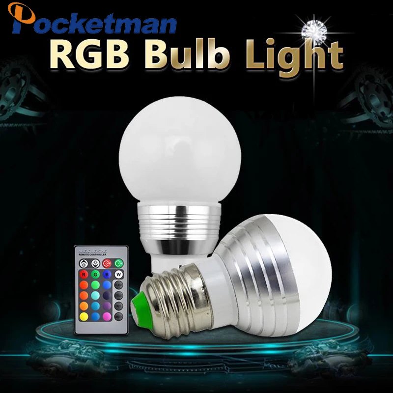 RGB Светодиодная лампа с регулируемой яркостью и пультом дистанционного