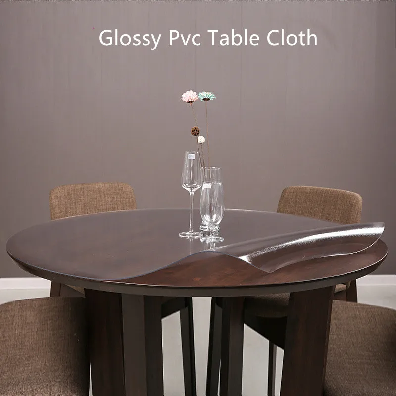 

2019 Round Pvc Table Cloths Oilproof/Waterproof Table Covers 1mm/1.5mm/2mm/3mm Thick Crystal Board Placemats Pads Home Textile