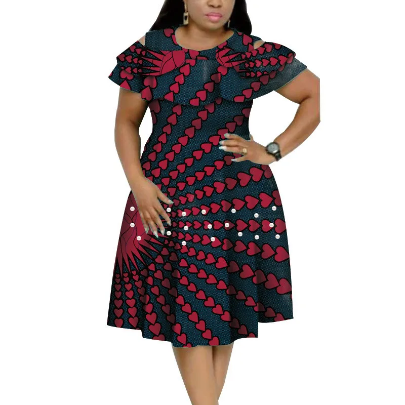 

2019 new summer elegent fashion style printing african women cotton plus size dress XS-6XL