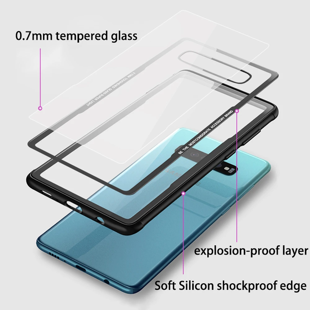 Стеклянный чехол для Samsung Galaxy S10 Lite прозрачный из закаленного стекла телефона Plus