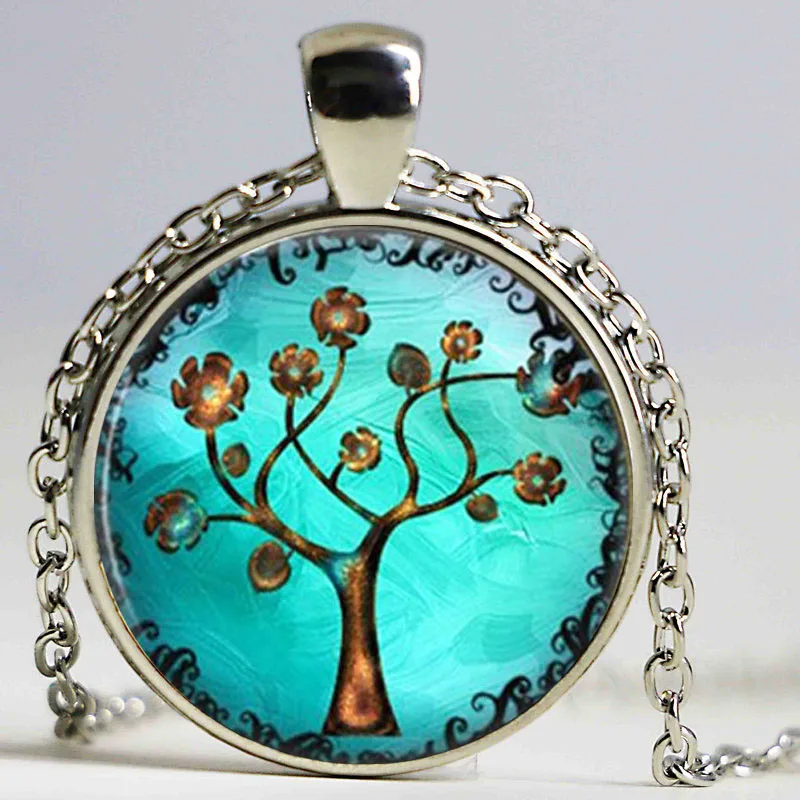 Плакучая ива дерево ожерелье Фото Кулон Ювелирные изделия измененное искусство