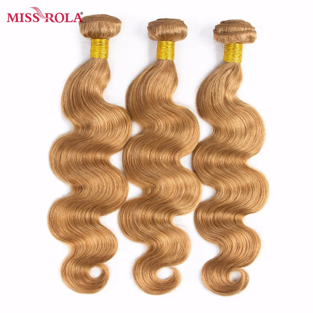 Miss Rola Brazilian Body Wave Human Hair Weaving  1/3/4 Bundles 27# Blonde 99J BUG Ombre Remy Hair Extensions Double Wefts от AliExpress WW