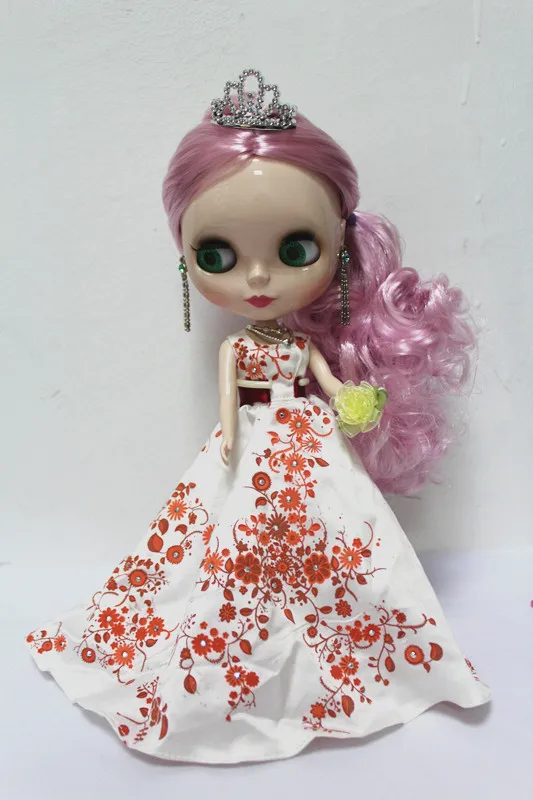 Кукла Blygirl Blyth с розовыми вьющимися волосами № 1/6 обычное тело 7 суставами кукла