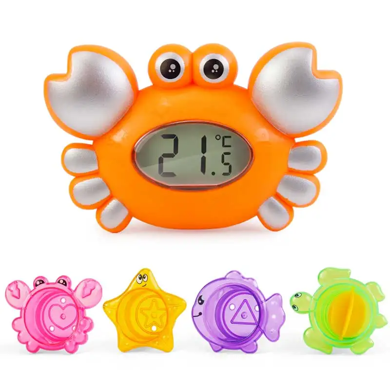 Crab thermometer Прямая поставка, детские игрушки для ванной, пластиковая утка, краб, ванна, сетка, лейка, роликовая, болотная, ванная, образование для детей, плавающая вода, игрушки - Цвет: Crab thermometer