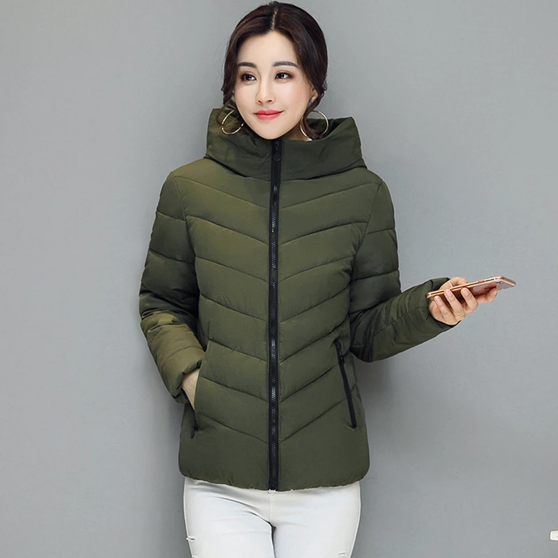 Зимняя куртка женская хлопковая короткая 2017 новая стеганая тонкая теплая парка с