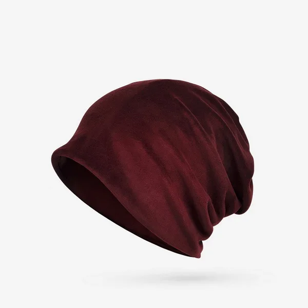 Red wine NUZADA, зимняя шапка, одноцветная, унисекс, для мужчин и женщин, Skullies Beanies, шапка, Вязанная, двойные, многослойные шапочки, капот, две функции - Цвет: Red wine