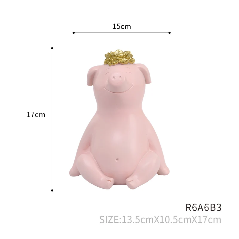pink garland pig ROOGO копилка свинья копилка для монет деньги ребенок Золотой талисман с крылом орнамент украшение дома аксессуары монета Органайзер - Цвет: pink garland pig