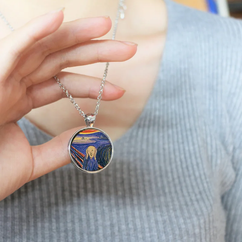 Кулон из стекла Крик Эдварда Манча арт дер шрей натур ожерелье ювелирные изделия