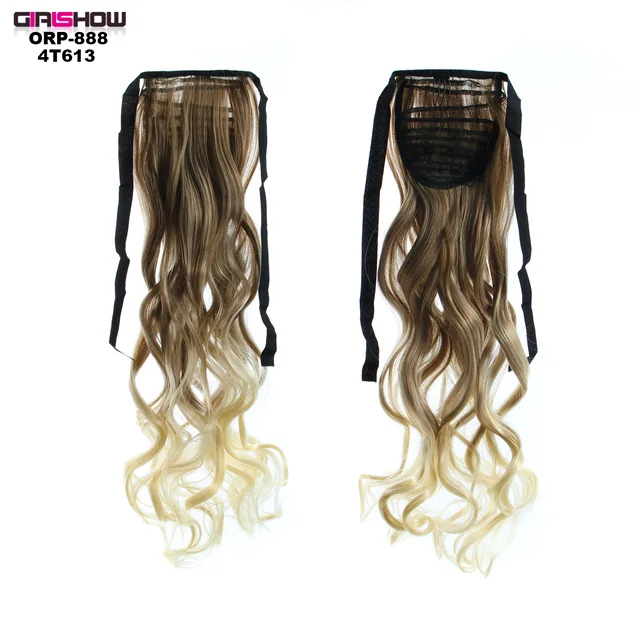 ORP-888 4T613 Girlshow 2" Длинные прямые ленты обернуть вокруг хвост Синтетический шиньон Омбре два тона волос расширение ORP-888, 80 г/шт - Цвет: ORP-888 4T613