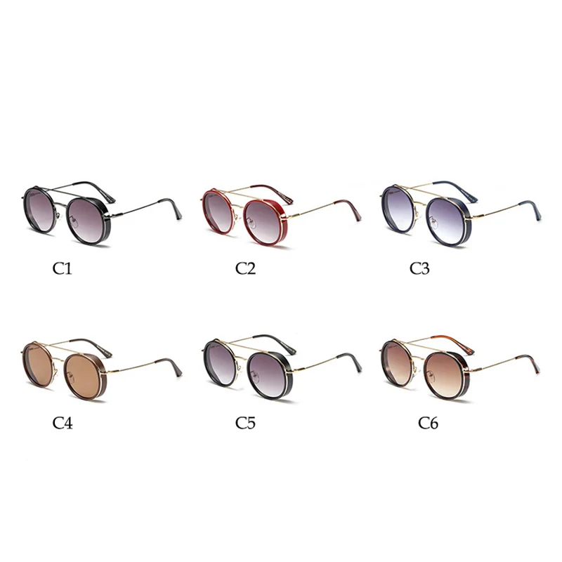 

HBK Vintage Steampunk Sunglasses Men Luxury Brand Retro Round Driving Eyewear Women Metal Frame Steam Punk Goggles Oculos UV400
