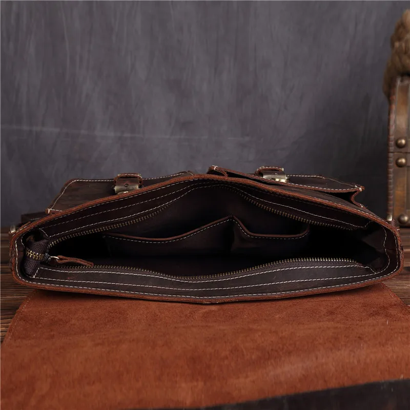 Genuine Leather Men's Vintage Briefcase Crossbody Messenger Shoulder Sling  Bag Handbag A4 Documents Portfolio Office Work Bags