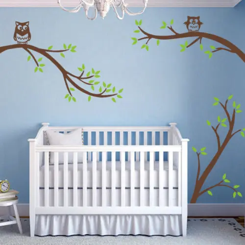 Белая Березовая елка Совы Наклейка на стену детская игровая комната съемное