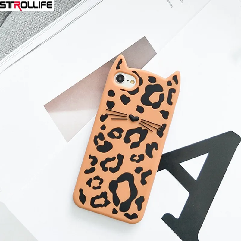 Stelllife мультфильм 3D леопард борода кошка телефонные чехлы для iphone 7 Plus Мягкий