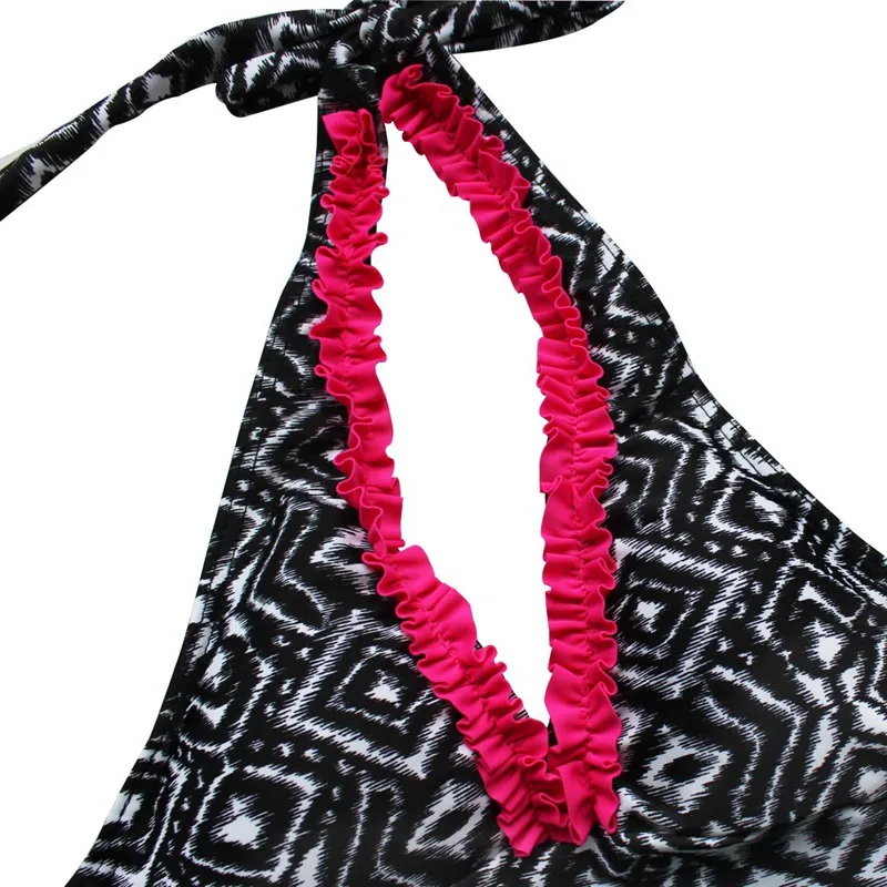 Новинка полосатый купальник из двух предметов для девочек с лямкой на шее