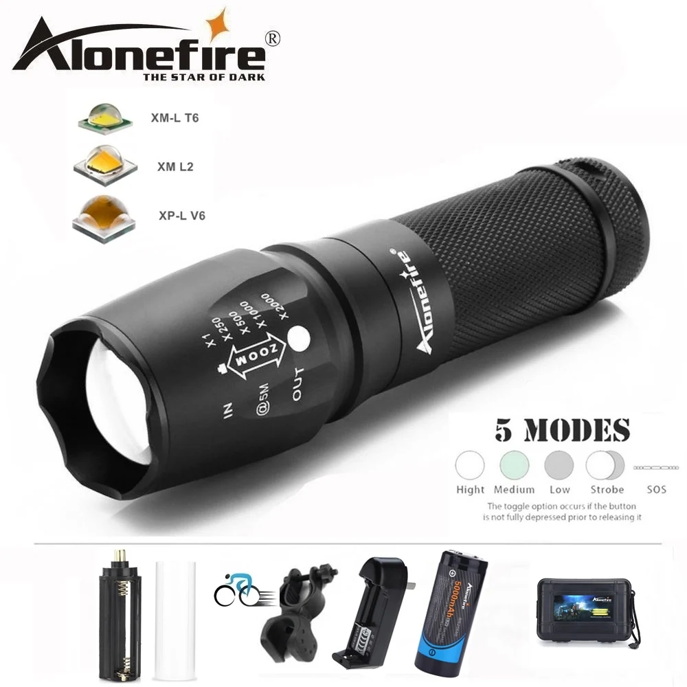 AloneFire прожектор фонарик Cree X800 XM L T6 L2 U3 светодиодный велосипедный масштабируемый