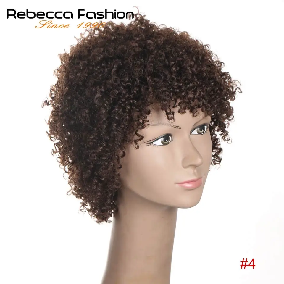 Короткий парик Rebecca кудрявый из 100% человеческих волос бразильские кудрявые