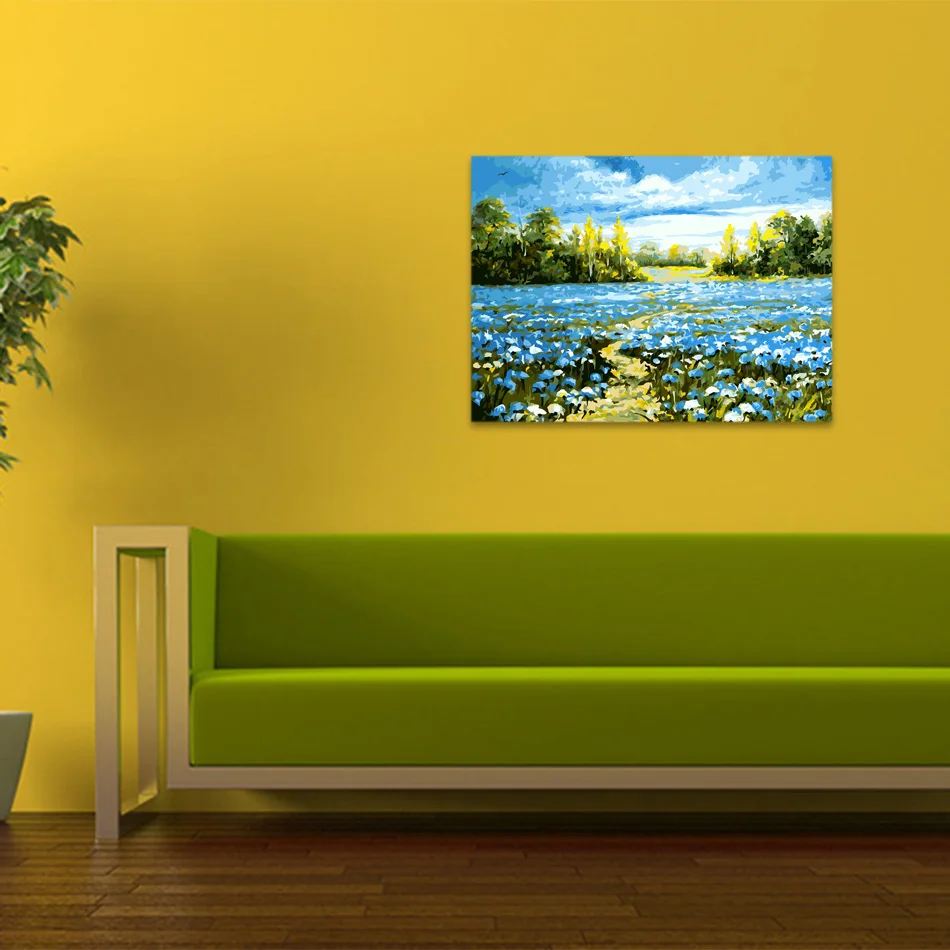 Высокое качество-защелка DIY картина маслом голубой любви окраска на холсте