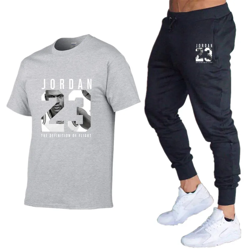 Мужские летние комплекты из двух предметов футболка + штаны костюм мужские