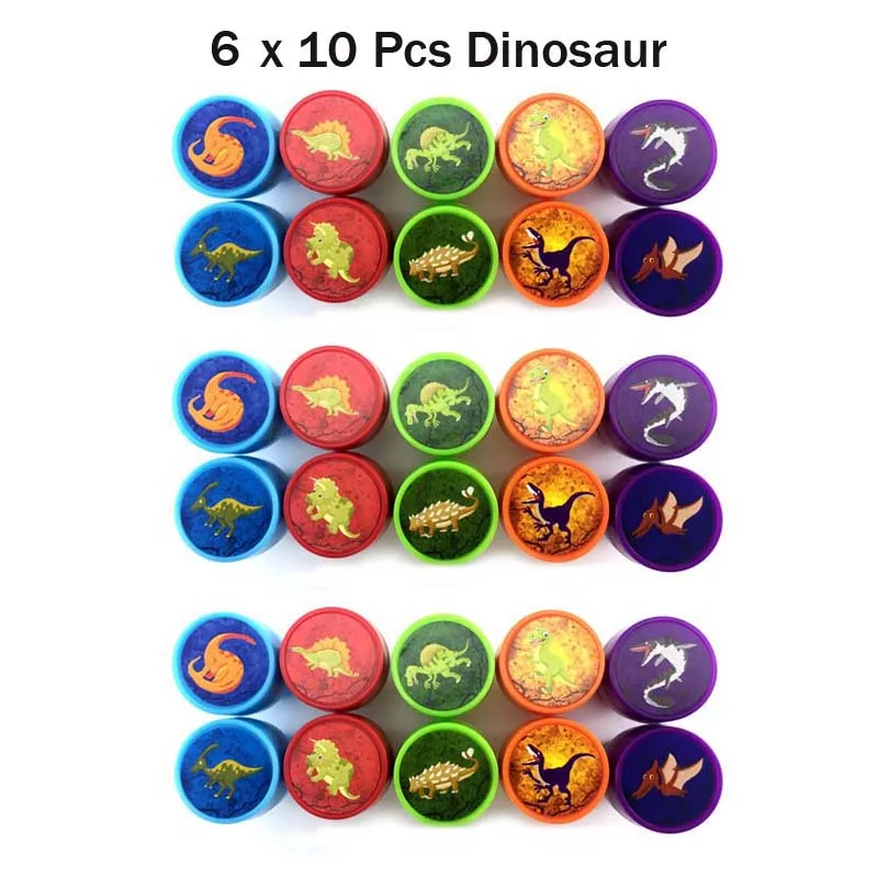 6 x 10 dinosaur Ассорти Подарочные игрушки штамп подарки дети 60 шт Goodie сумки карнавальные призы праздничные вечерние принадлежности наполнители для пиньяты - Цвет: 6 x 10 dinosaur