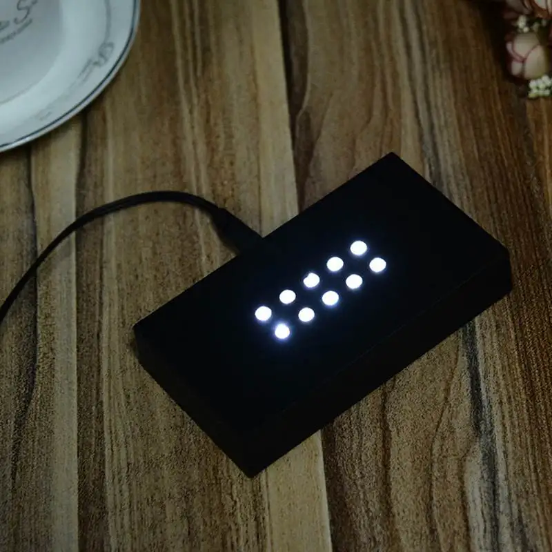 Пластик 10 светодиодный белый кристалл дисплей дизайнерская лампа основания USB ночник лампа подставка адаптер переменного тока США штекер 11x6x2 см