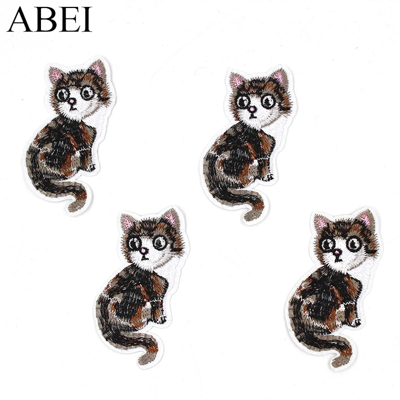 10 шт./лот гладкие реалистичные нашивки с котом вышитые Мультяшные наклейки