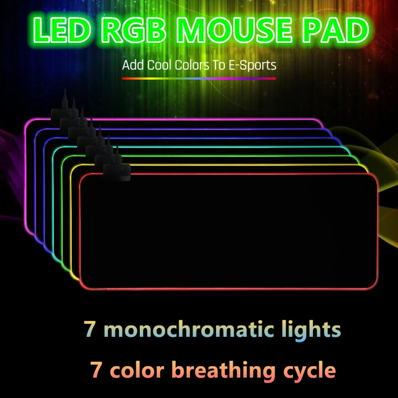 800x300 см светодиодный RGB коврик для мыши освещение игровой коврик для мыши светящийся светодиодный удлиненный подсвечиваемый цветной нескользящий коврик для компьютера