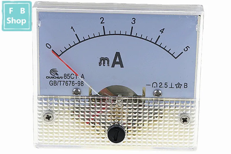 5mA 1 шт. 85C1-mA 1mA 2mA 3mA 5mA 10mA 20mA DC стрелочный Амперметр 85C1 серии аналоговая AMP метр 64*56 мм Размер - Цвет: 5mA