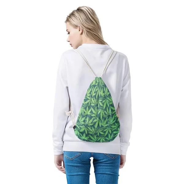 HMF1038Z3 Jackhereook Зеленый конопли листья шаблон женщины мужчины Drawstring сумки повседневные уличные большие рюкзаки для хранения студентов мешок сумки - Цвет: HMF1038Z3